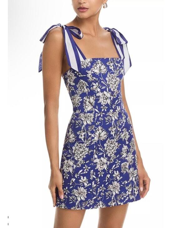 Dresses & Skirts - New Alice and Olivia Maryann Floral Tie Shoulder Dress Indigo Multi Sz 10 $440